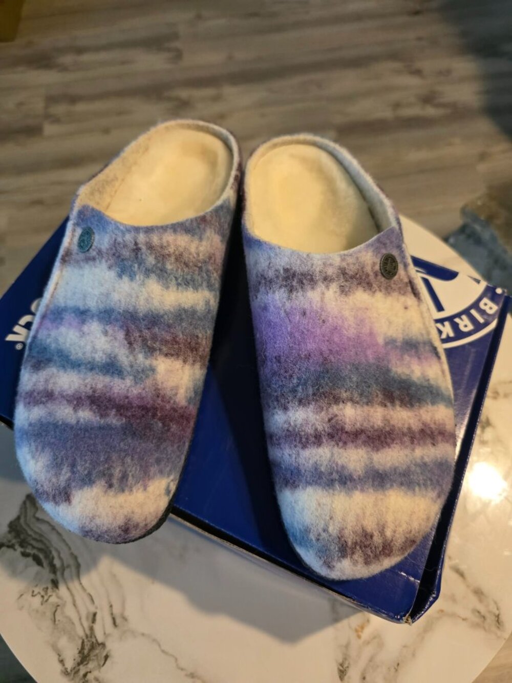 Birkenstocks Zermatt Rivet Dyed Stripes Mauve Flats in Euro Size 41 US Size 10